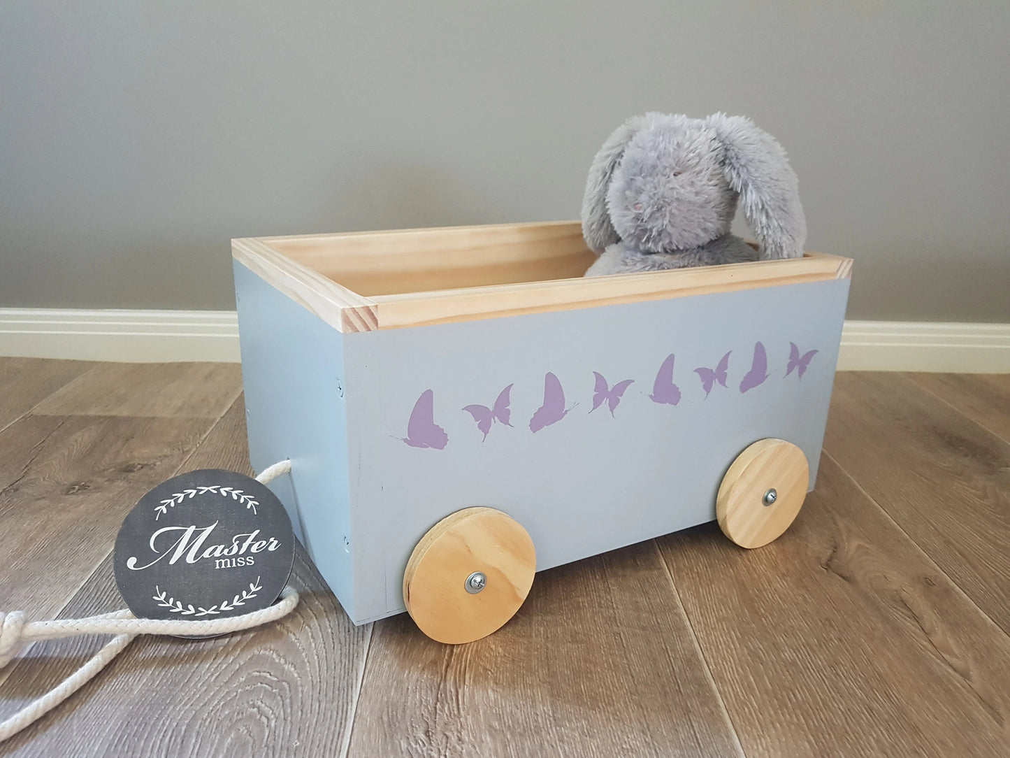 Handmade Children's Butterfly Wooden Pull Along Wagon - Only 1 Left - Pick up Only