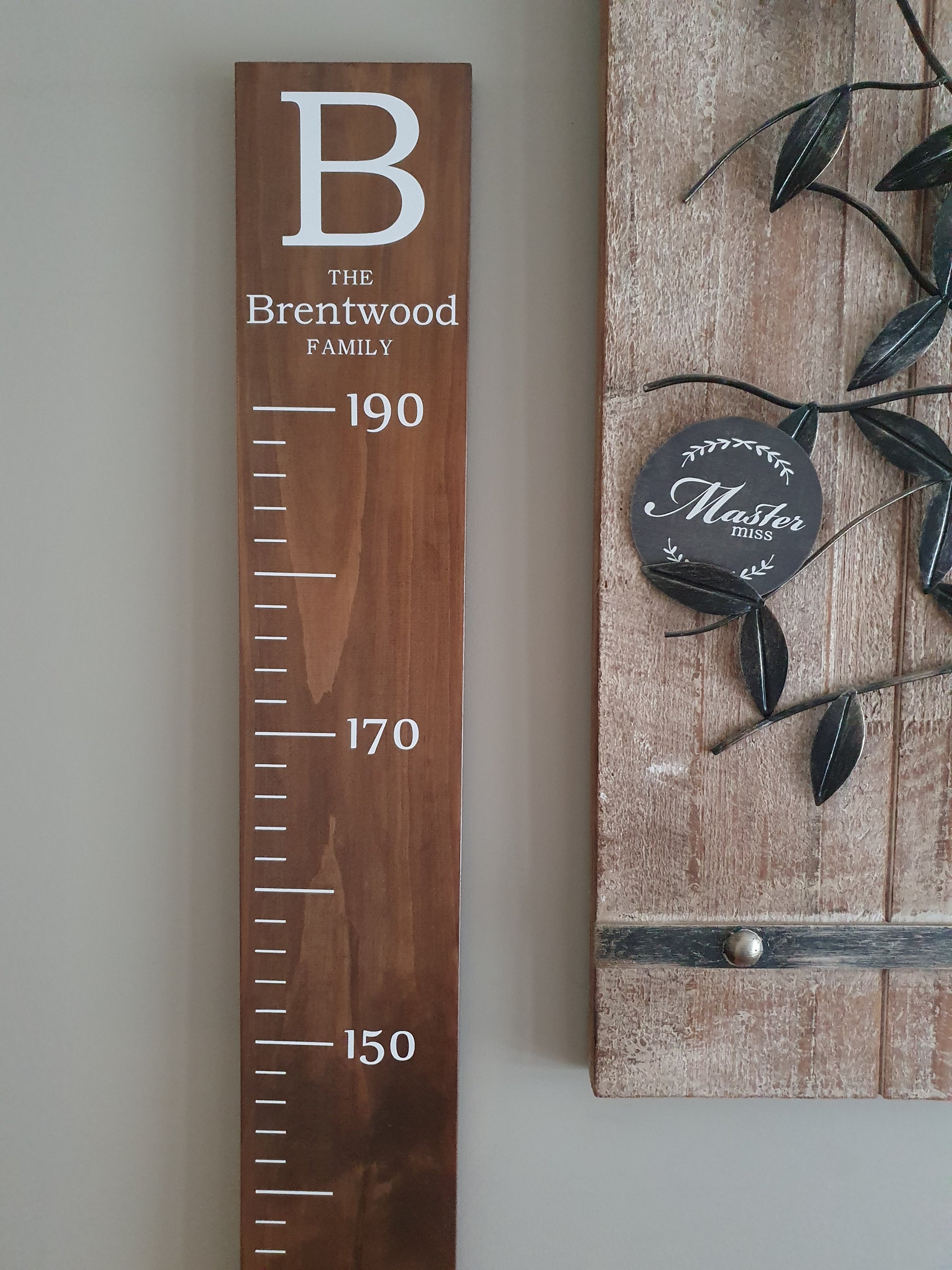 Personalised Height Chart Initial Family Master Miss