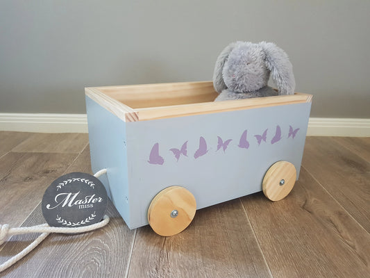 Handmade Children's Butterfly Wooden Pull Along Wagon - Only 1 Left - Pick up Only